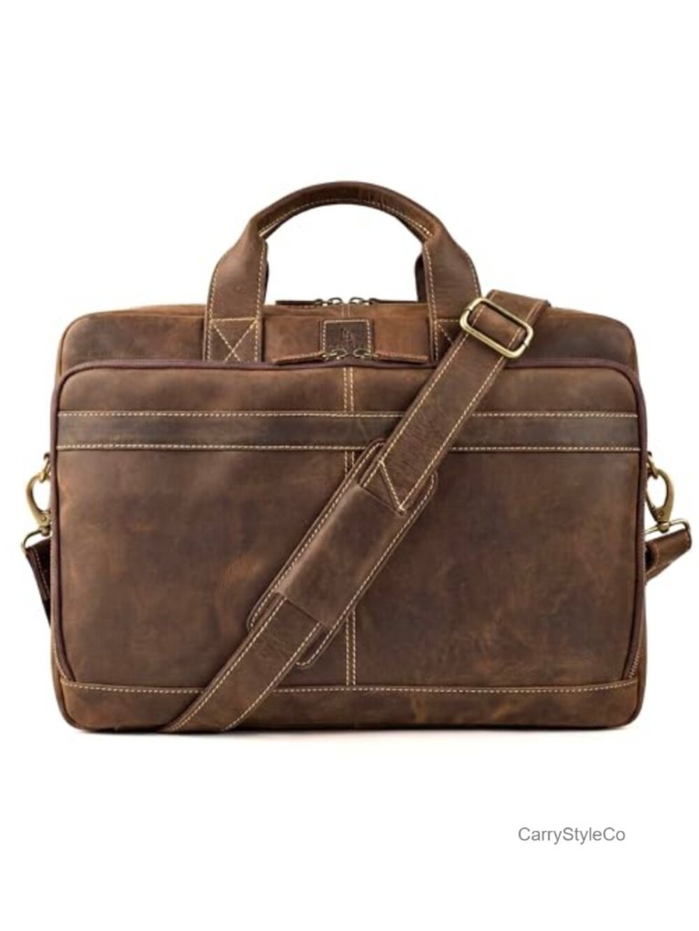 Full Grain Leather Messenger Bag for Men 16" Briefcase Laptop Satchel Vintage